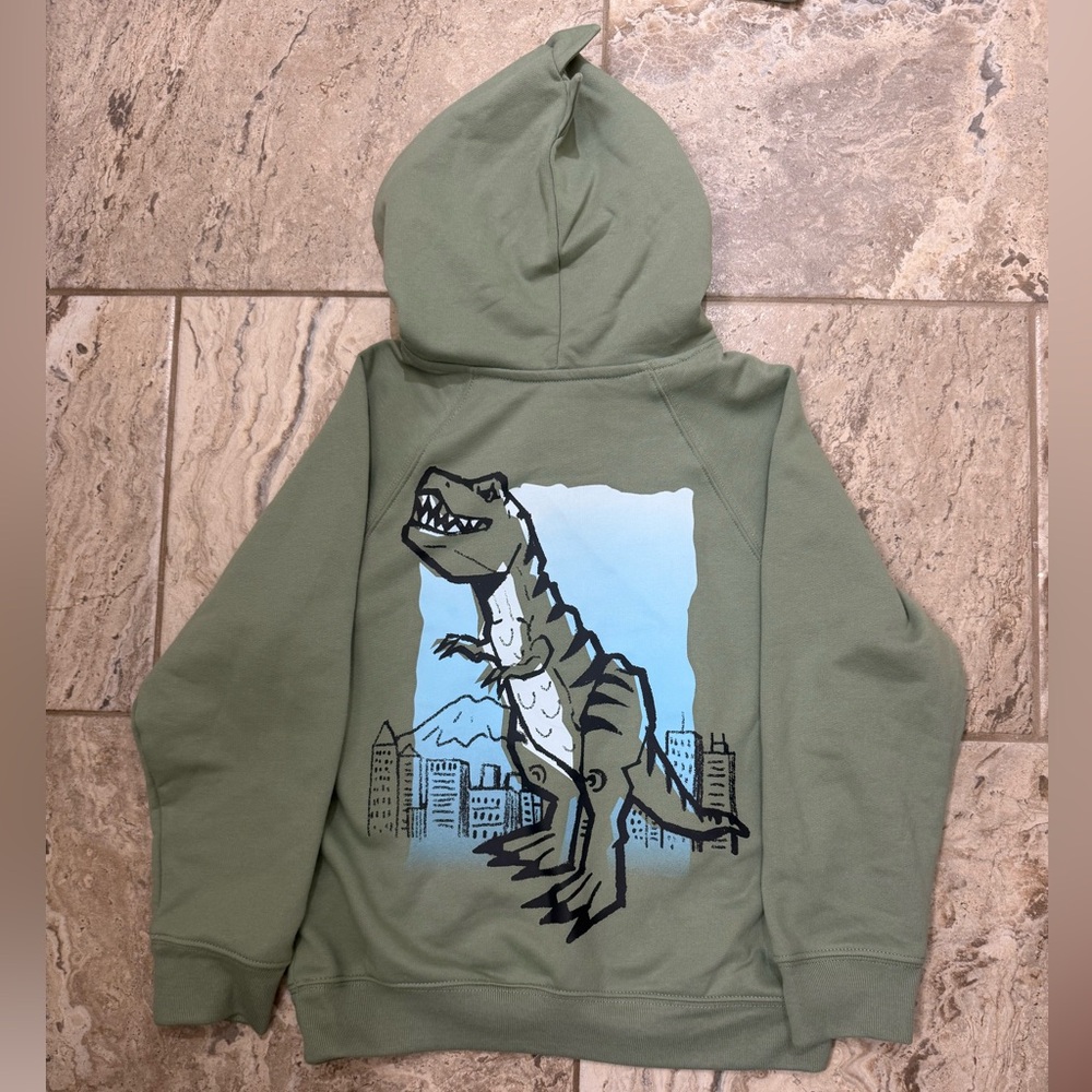 NWT 365 Kids Size 7 Green Dinosaur Graphic Hoodie